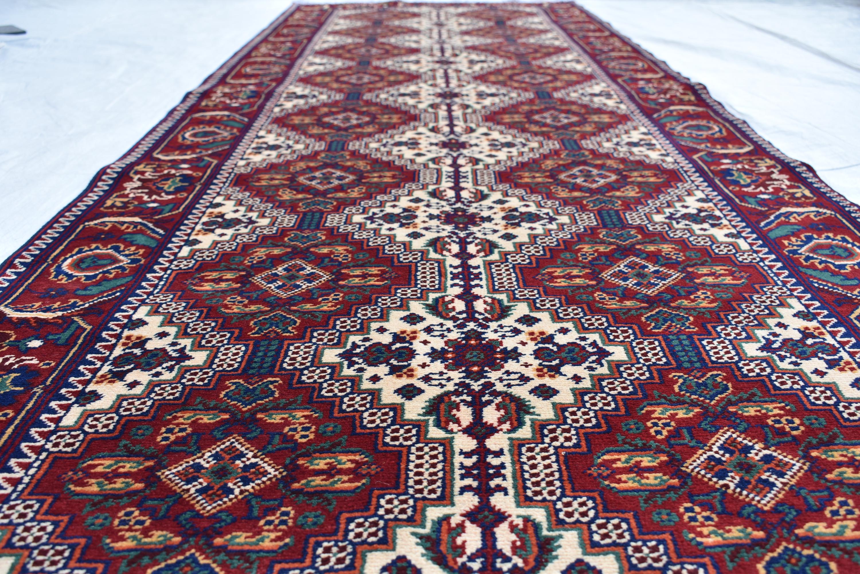 Handwoven Afghan Runner Rug - 18.2x3.1 ft | Authentic Afghan Carpet for Hallway Rug, Entryway Rug, Rustic Hallway Rug