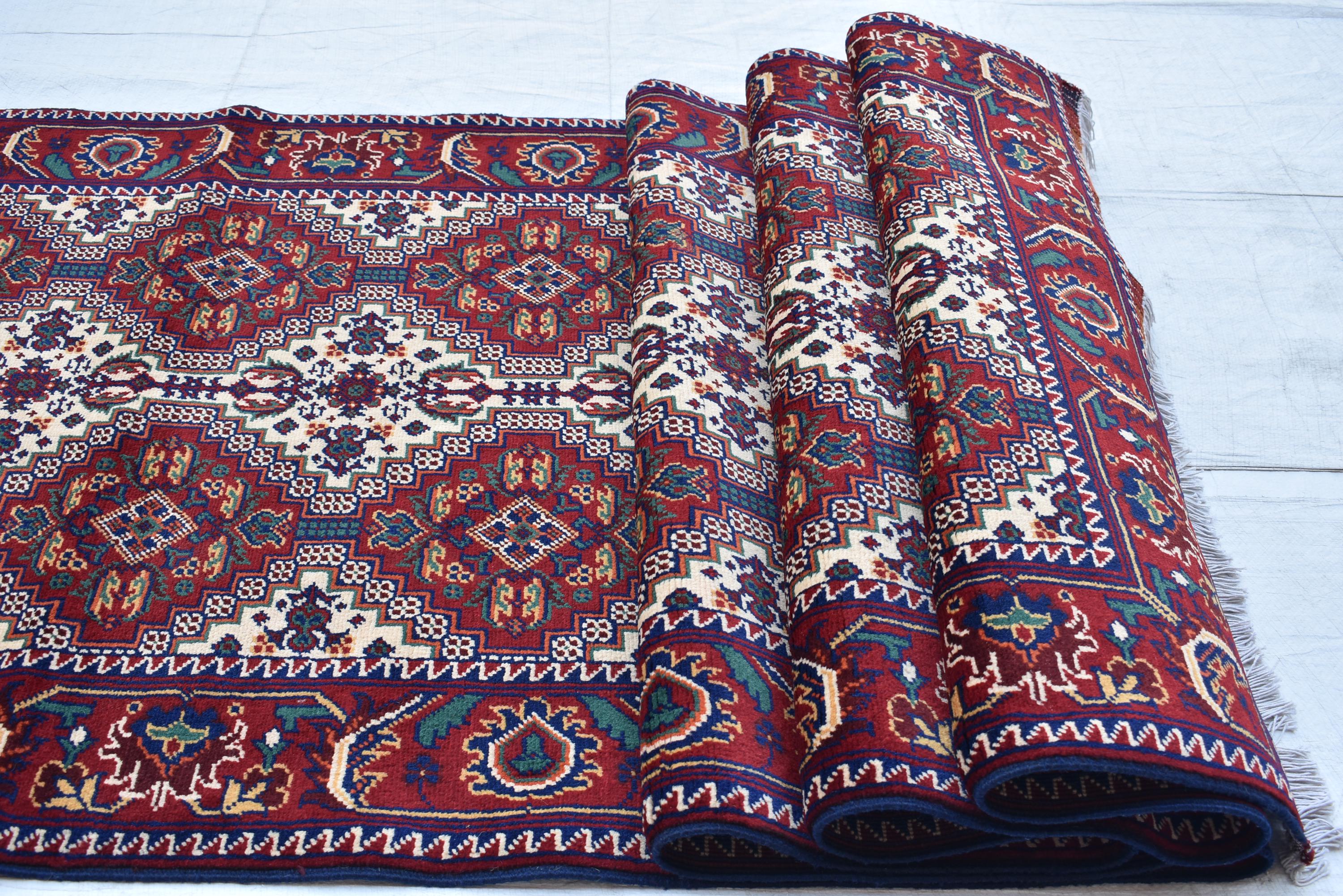 Handwoven Afghan Runner Rug - 18.2x3.1 ft | Authentic Afghan Carpet for Hallway Rug, Entryway Rug, Rustic Hallway Rug