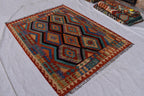 Beautiful Tribal Vintage Gilam - 6.9x5.2 ft | Handwoven Afghan Kilim Rug for Classic Decor