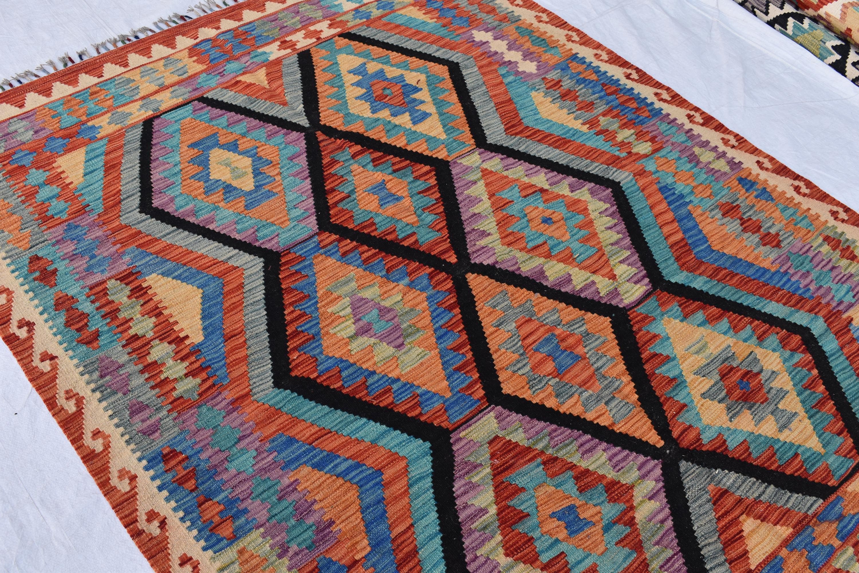 Beautiful Tribal Vintage Gilam - 6.9x5.2 ft | Handwoven Afghan Kilim Rug for Classic Decor