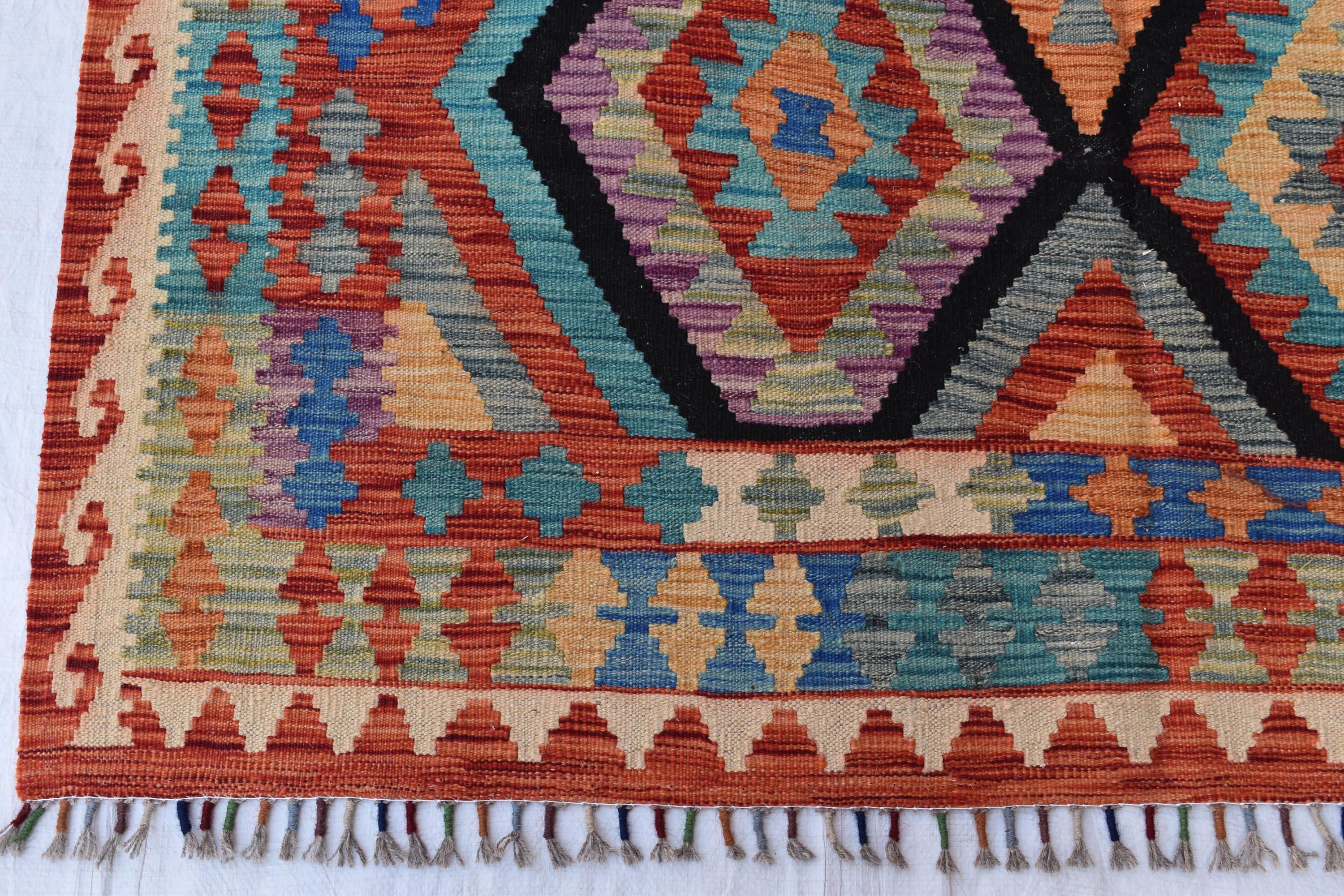 Beautiful Tribal Vintage Gilam - 6.9x5.2 ft | Handwoven Afghan Kilim Rug for Classic Decor