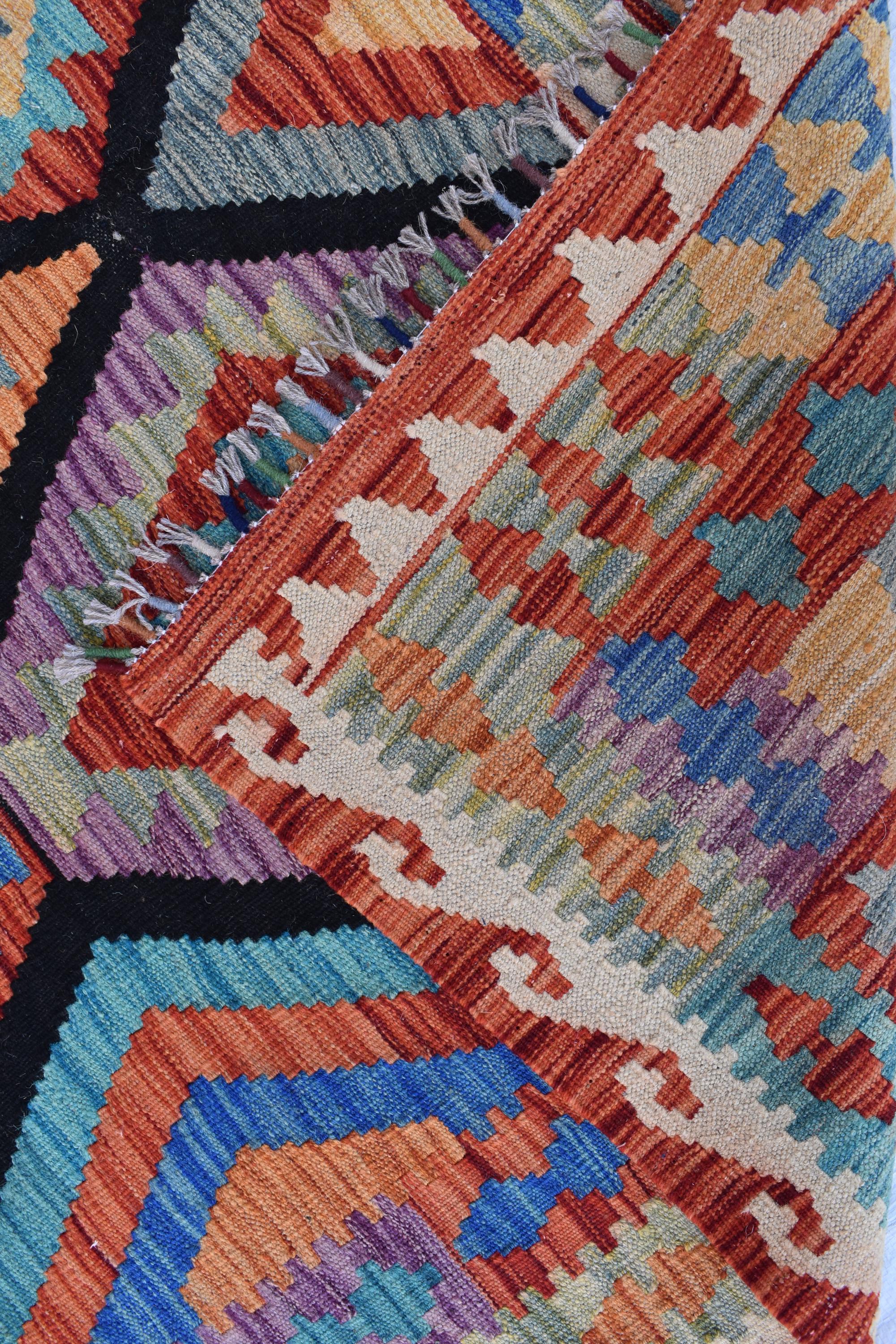 Beautiful Tribal Vintage Gilam - 6.9x5.2 ft | Handwoven Afghan Kilim Rug for Classic Decor