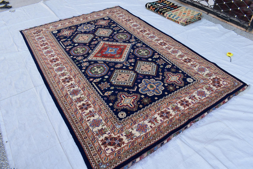 Handmade Kashi Maranus Carpet - 9.10x6.7 ft | Authentic Afghan Rug with Traditional Patterns