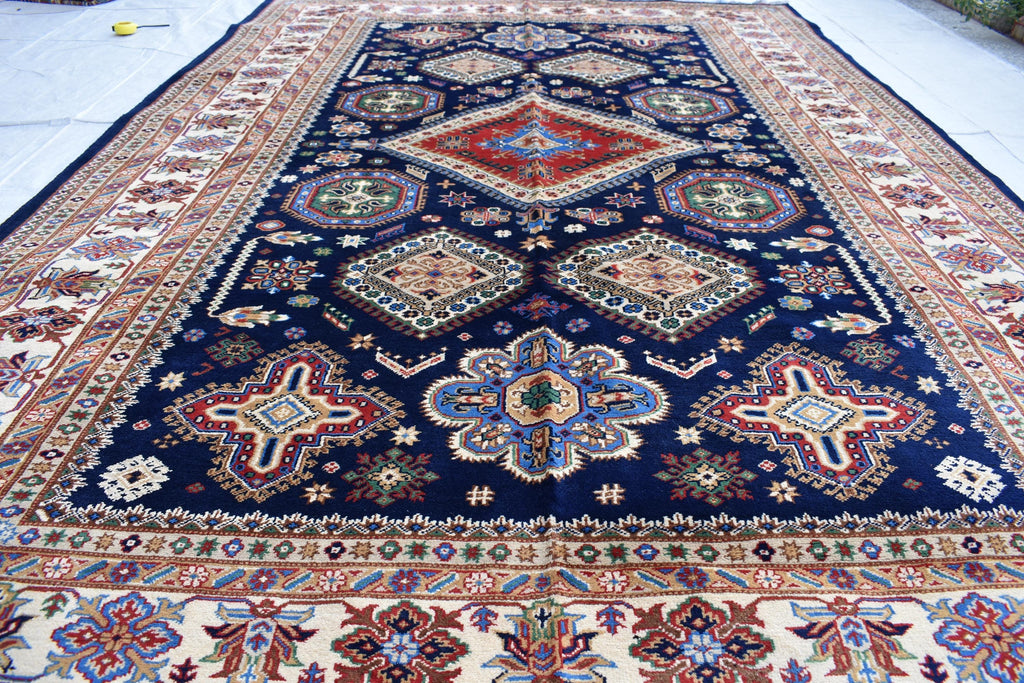 Handmade Kashi Maranus Carpet - 9.10x6.7 ft | Authentic Afghan Rug with Traditional Patterns