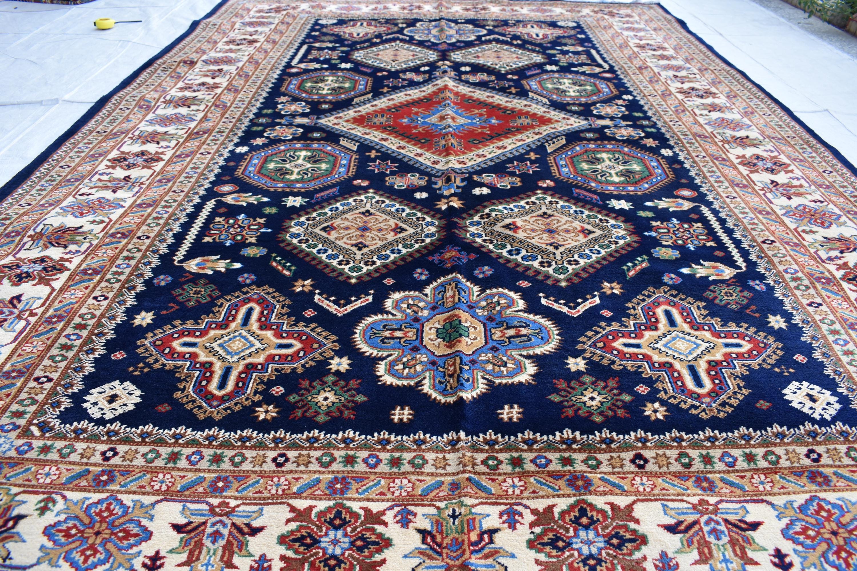 Handmade Kashi Maranus Carpet - 9.10x6.7 ft | Authentic Afghan Rug with Traditional Patterns