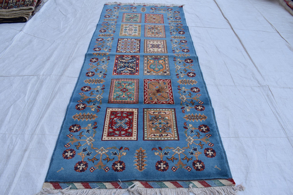 Handwoven Ayni Runner - 6.11 x 2.9 ft | Traditional Afghan tribal carpet for Hallway Runner, Entryways long Runner