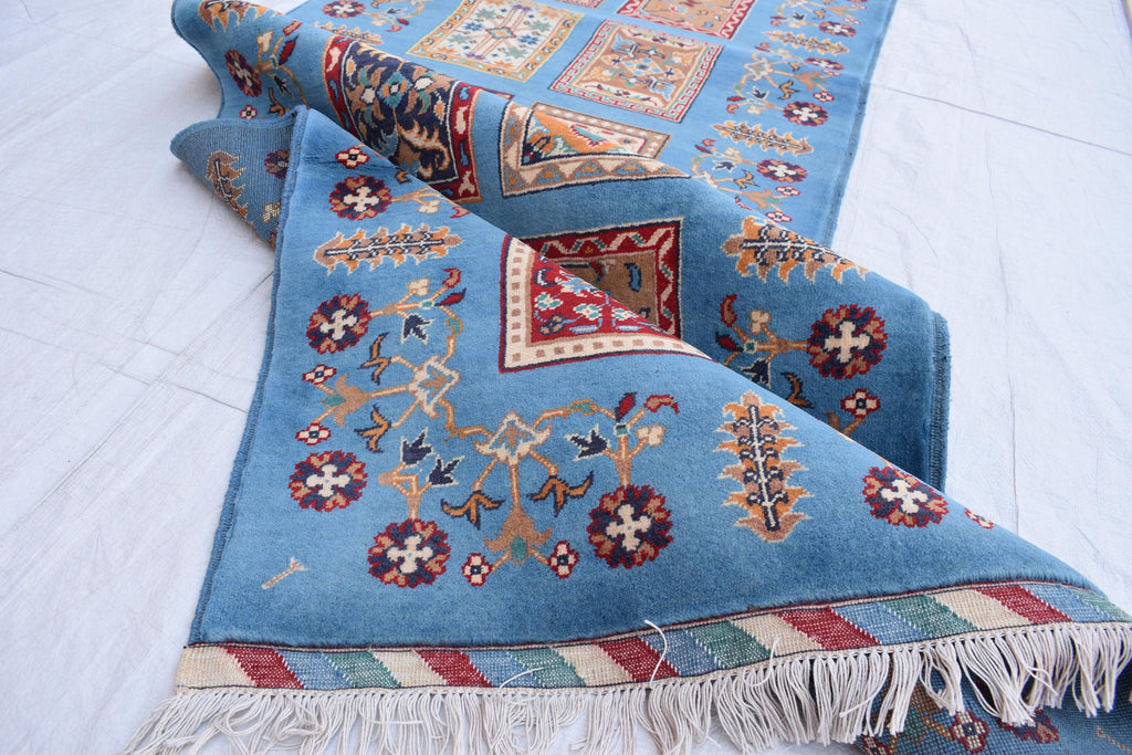 Handwoven Ayni Runner - 6.11 x 2.9 ft | Traditional Afghan tribal carpet for Hallway Runner, Entryways long Runner