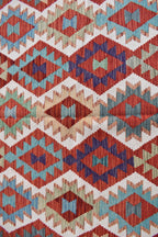 Vintage Tribal Afghan Kilim - 9.7 x 6.8 ft | Handwoven Wool Rug with Authentic Boho Design | Living Room Rug | Farm House Rug