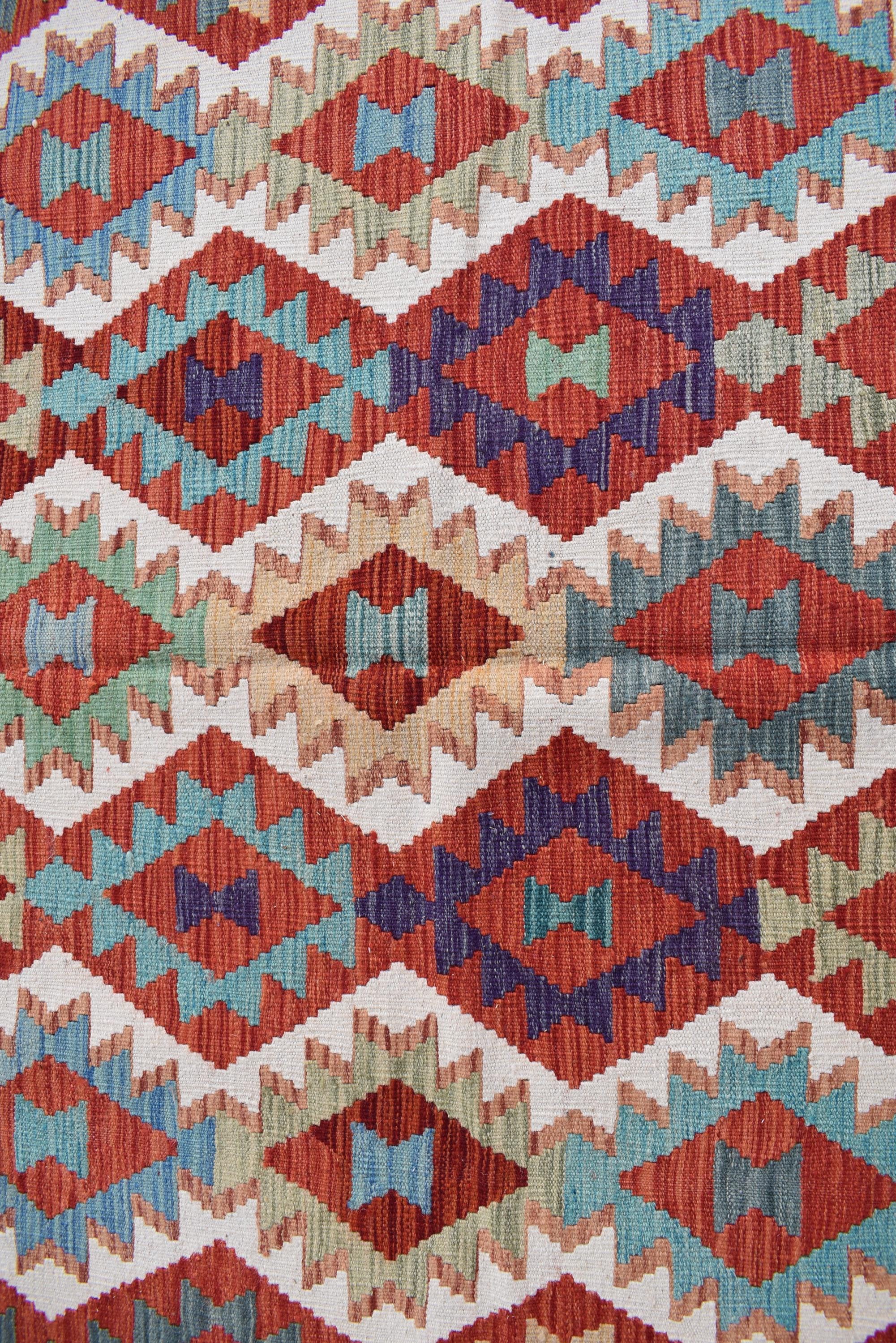 Vintage Tribal Afghan Kilim - 9.7 x 6.8 ft | Handwoven Wool Rug with Authentic Boho Design | Living Room Rug | Farm House Rug