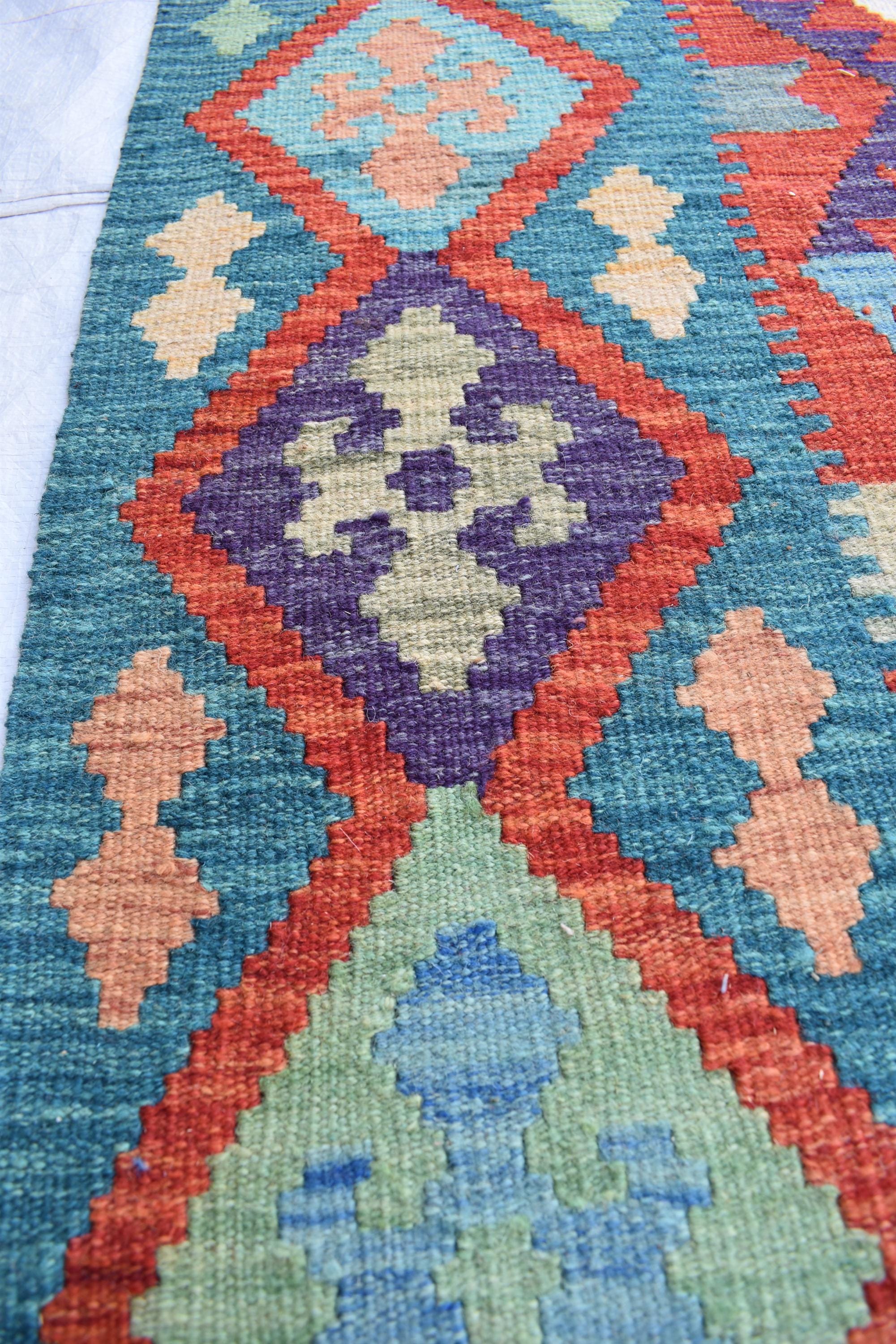 Vintage Tribal Afghan Kilim - 9.7 x 6.8 ft | Handwoven Wool Rug with Authentic Boho Design | Living Room Rug | Farm House Rug