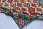 Vintage Tribal Afghan Kilim - 9.7 x 6.8 ft | Handwoven Wool Rug with Authentic Boho Design | Living Room Rug | Farm House Rug