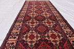 Tribal Yousafi Runner Rug - 12.9 x 3 ft | Handwoven Afghan Wool Carpet with Geometric Patterns | Hallway Runner | Entryway Rug