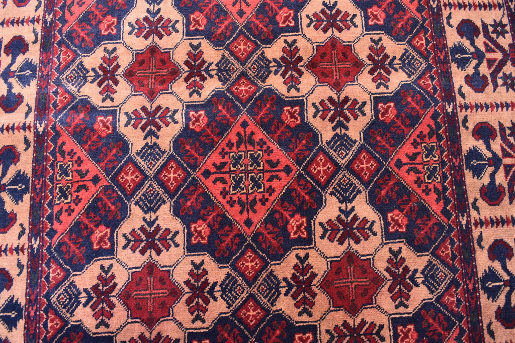 Tribal Yousafi Runner Rug - 12.9 x 3 ft | Handwoven Afghan Wool Carpet with Geometric Patterns | Hallway Runner | Entryway Rug