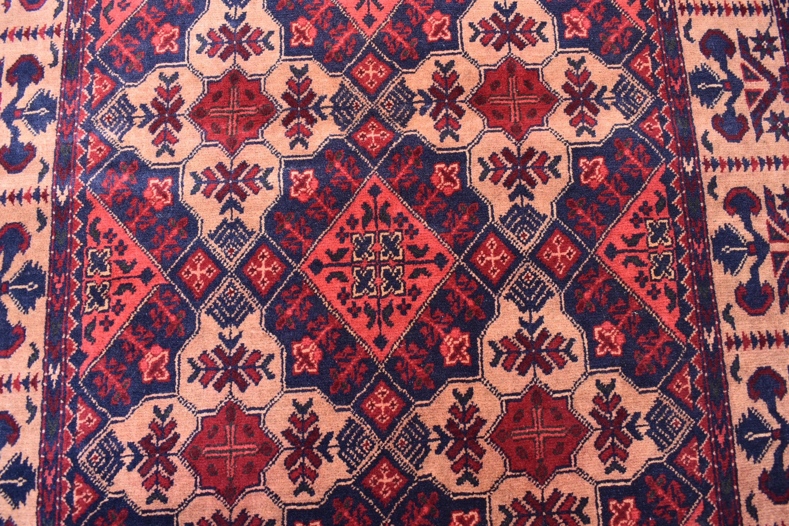 Tribal Yousafi Runner Rug - 12.9 x 3 ft | Handwoven Afghan Wool Carpet with Geometric Patterns | Hallway Runner | Entryway Rug