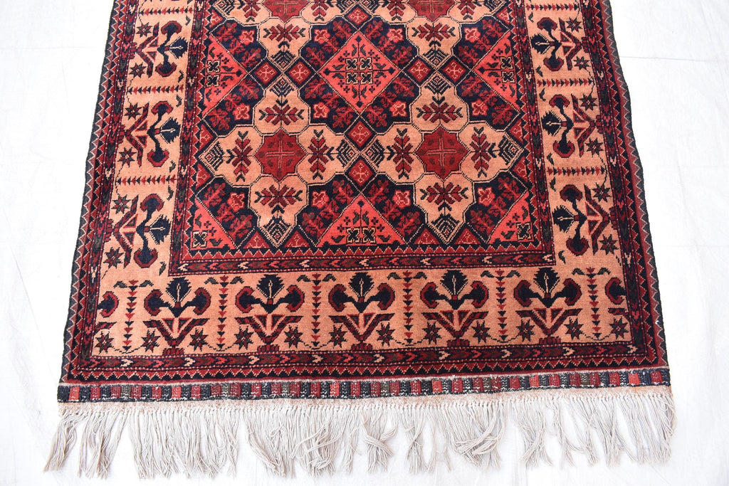 Tribal Yousafi Runner Rug - 12.9 x 3 ft | Handwoven Afghan Wool Carpet with Geometric Patterns | Hallway Runner | Entryway Rug
