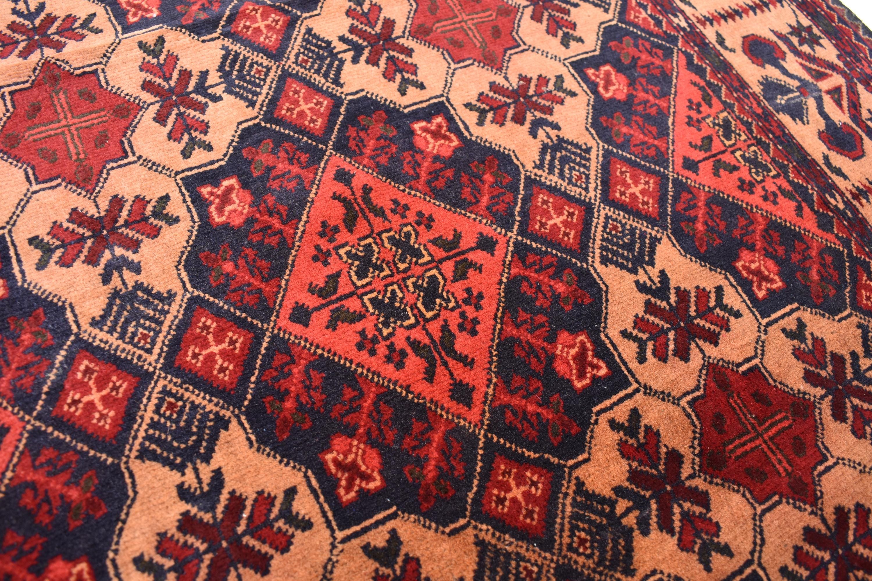 Tribal Yousafi Runner Rug - 12.9 x 3 ft | Handwoven Afghan Wool Carpet with Geometric Patterns | Hallway Runner | Entryway Rug