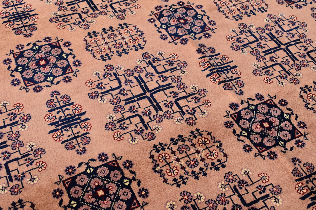 Gorgeous Bukhara Handmade Carpet - 10.2 x 6.7 ft | Authentic Afghan Wool Rug with Traditional Design | Living Room Rug | Office Rug