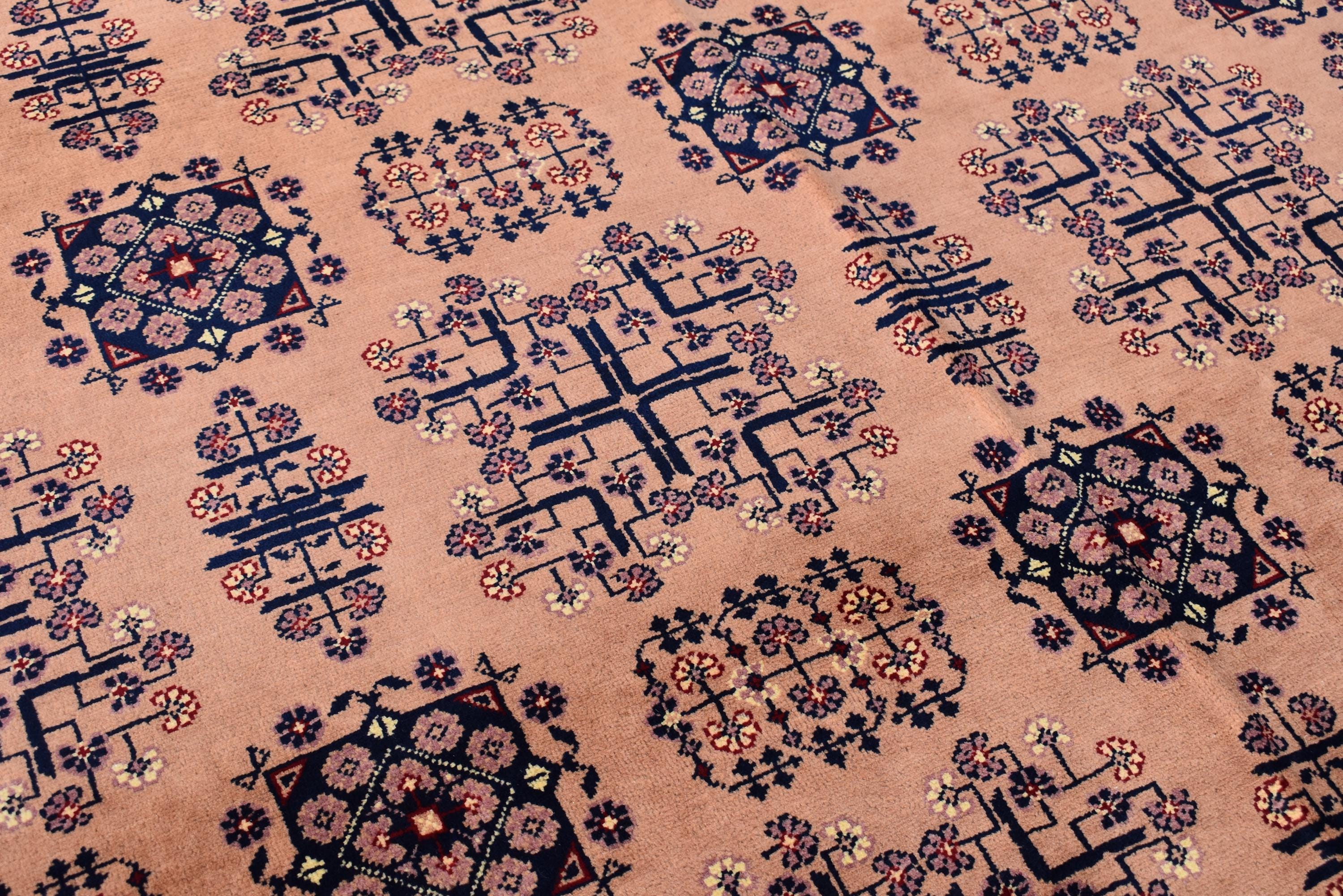 Gorgeous Bukhara Handmade Carpet - 10.2 x 6.7 ft | Authentic Afghan Wool Rug with Traditional Design | Living Room Rug | Office Rug