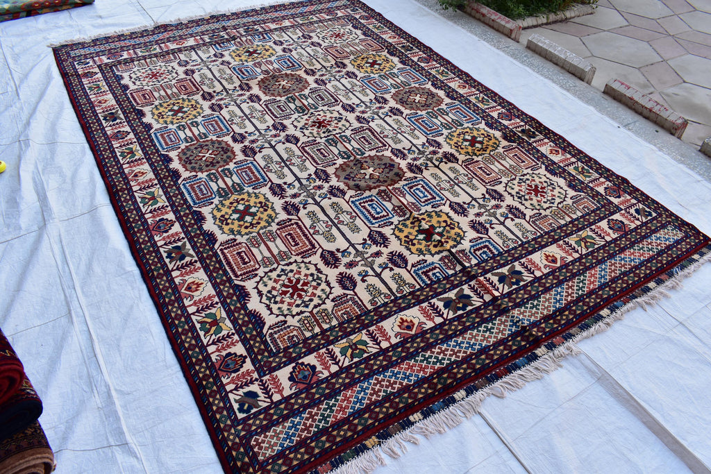 Traditional Bukhara Afghan Carpet – 10.1x6.10 ft – Handwoven Wool Rug | Living Room Rug | Bedroom Rug | Boho Home Decor
