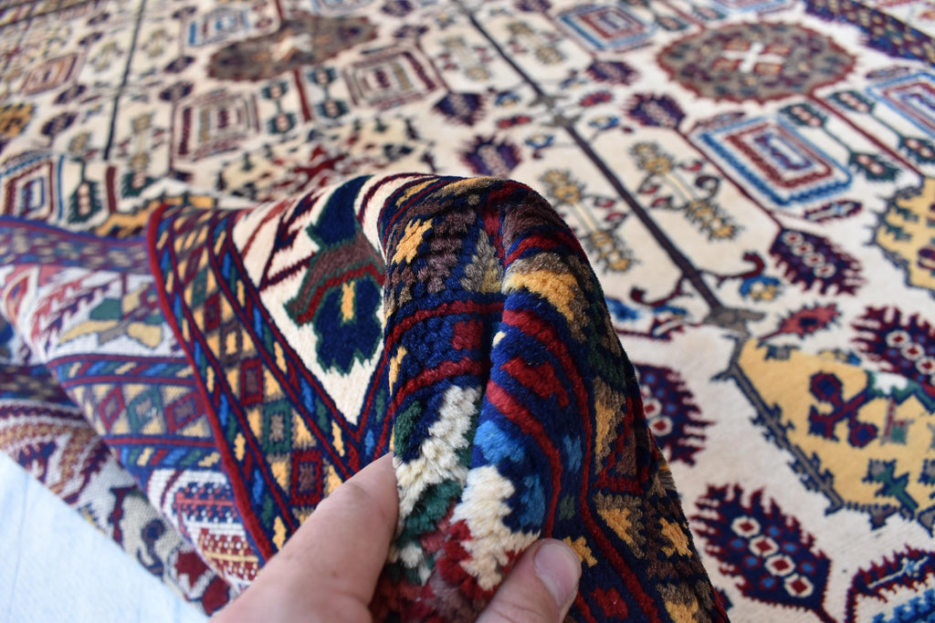 Traditional Bukhara Afghan Carpet – 10.1x6.10 ft – Handwoven Wool Rug | Living Room Rug | Bedroom Rug | Boho Home Decor