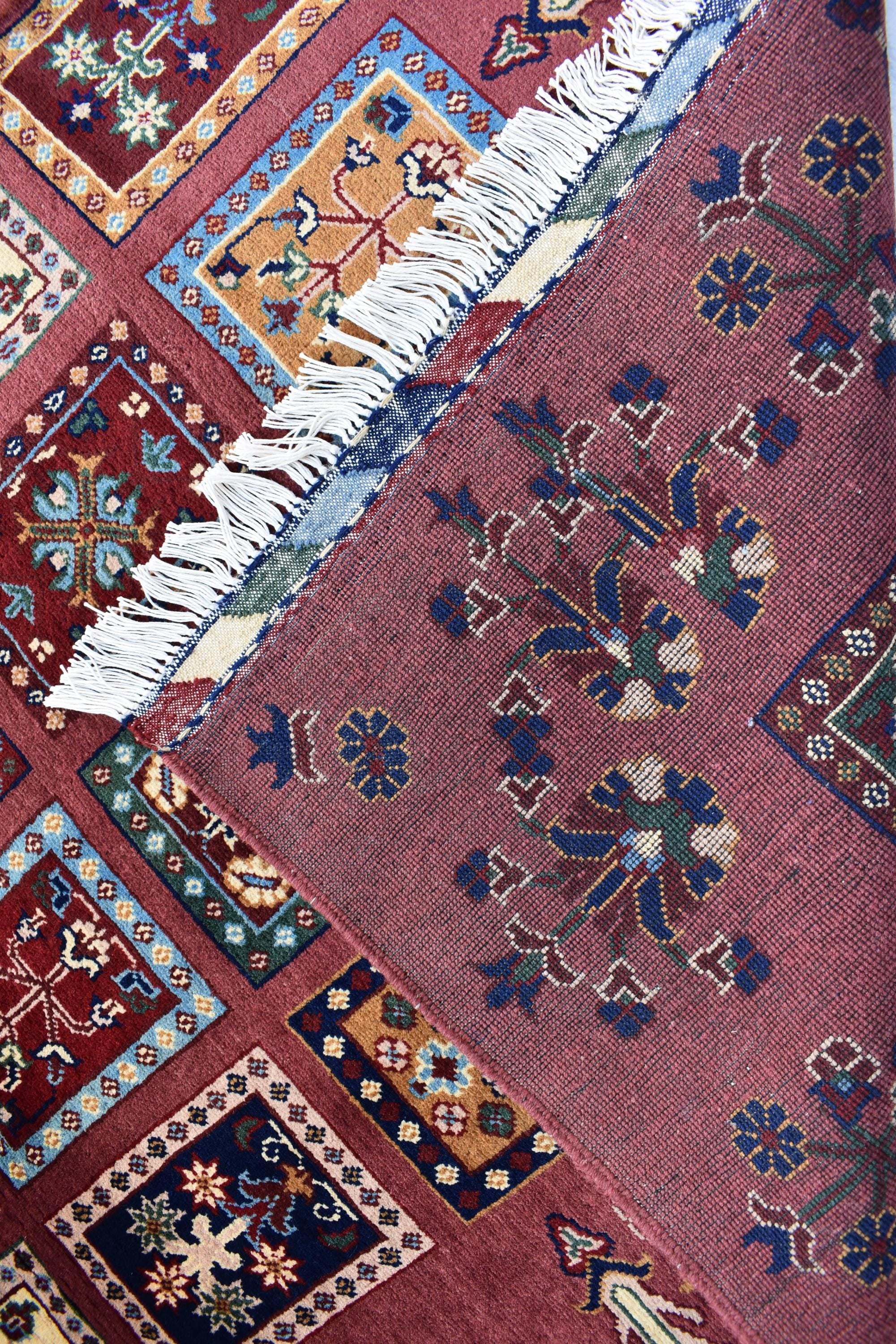 Handmade Afghan Tribal Rug – Geometric Patchwork Design – 10.6 x 6.10 ft – Vibrant Wool CarpetAyni | Living Room Rug