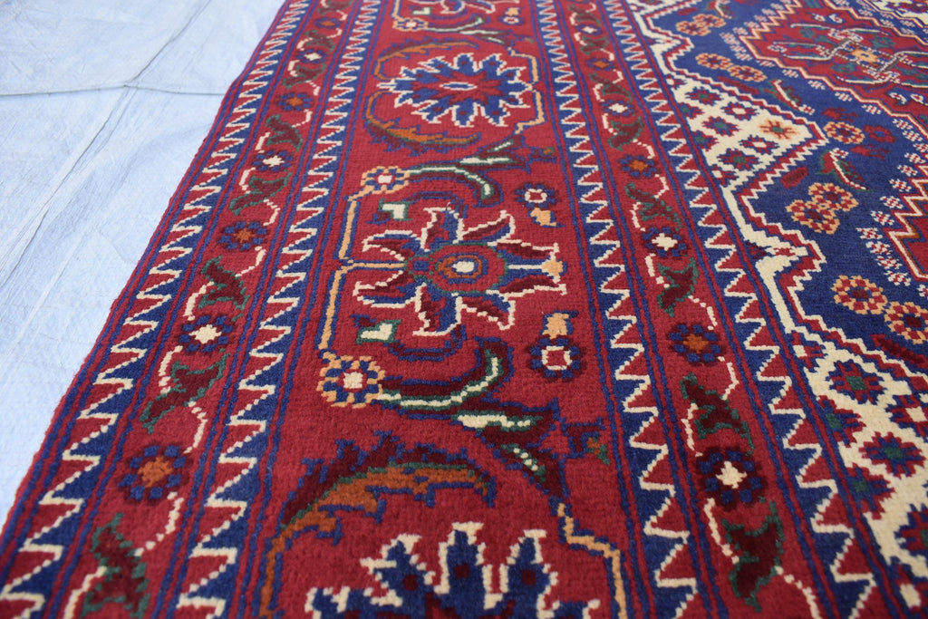 Handwoven Yousafi Tribal Afghan Carpet – 10 x 6.7 ft – Authentic Wool Rug with Traditional Motifs