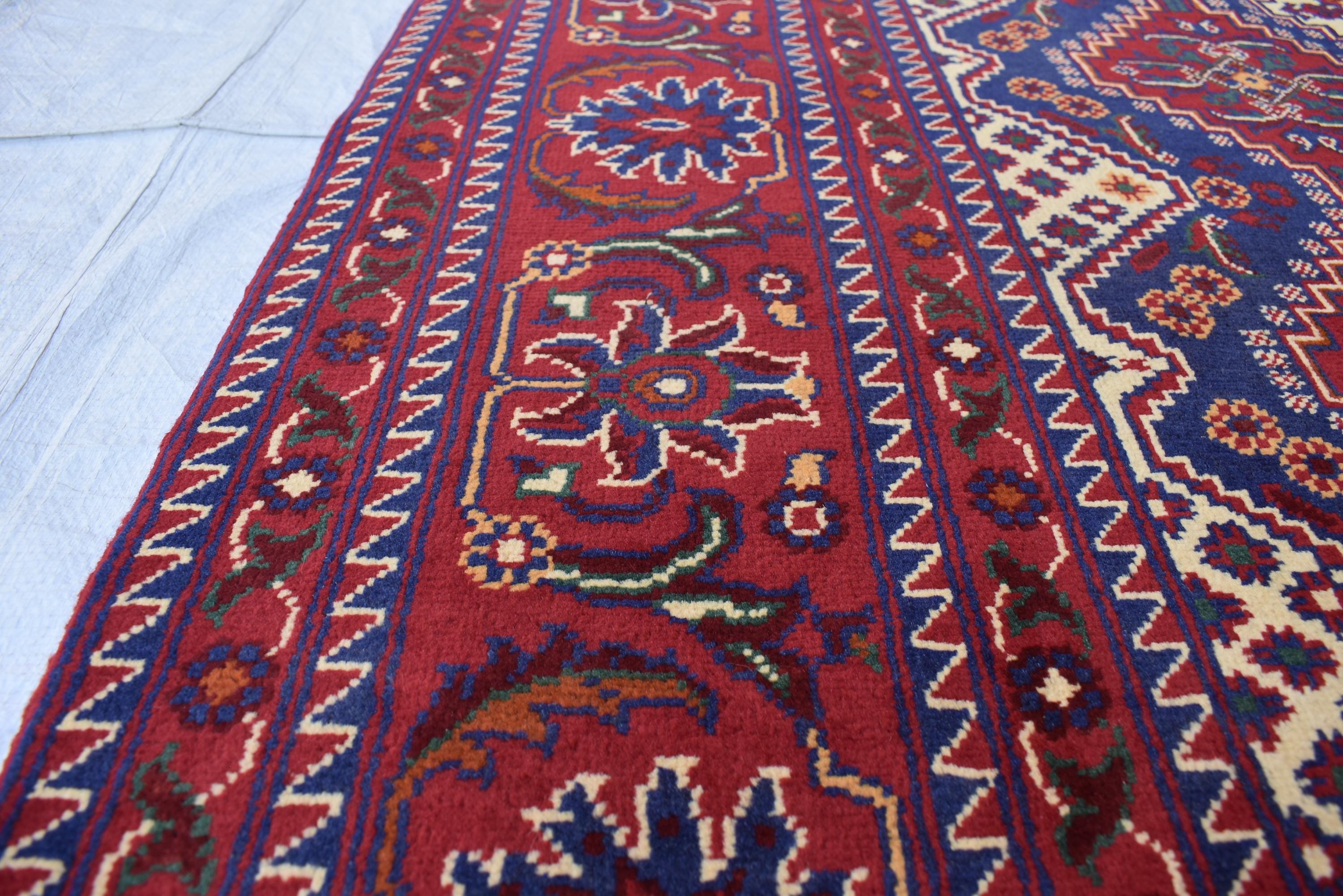 Handwoven Yousafi Tribal Afghan Carpet – 10 x 6.7 ft – Authentic Wool Rug with Traditional Motifs