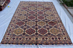 Handmade Baghdadi Carpet - 9.6 x 6.8 ft | Traditional Afghan Design with Intricate Patterns and Rich Colors
