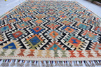 Traditional Tribal Gilam Rug - 9.5 x 6.7 ft | Authentic Handwoven Afghan Design with Rich Patterns | Farm House Rug