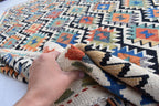 Traditional Tribal Gilam Rug - 9.5 x 6.7 ft | Authentic Handwoven Afghan Design with Rich Patterns | Farm House Rug