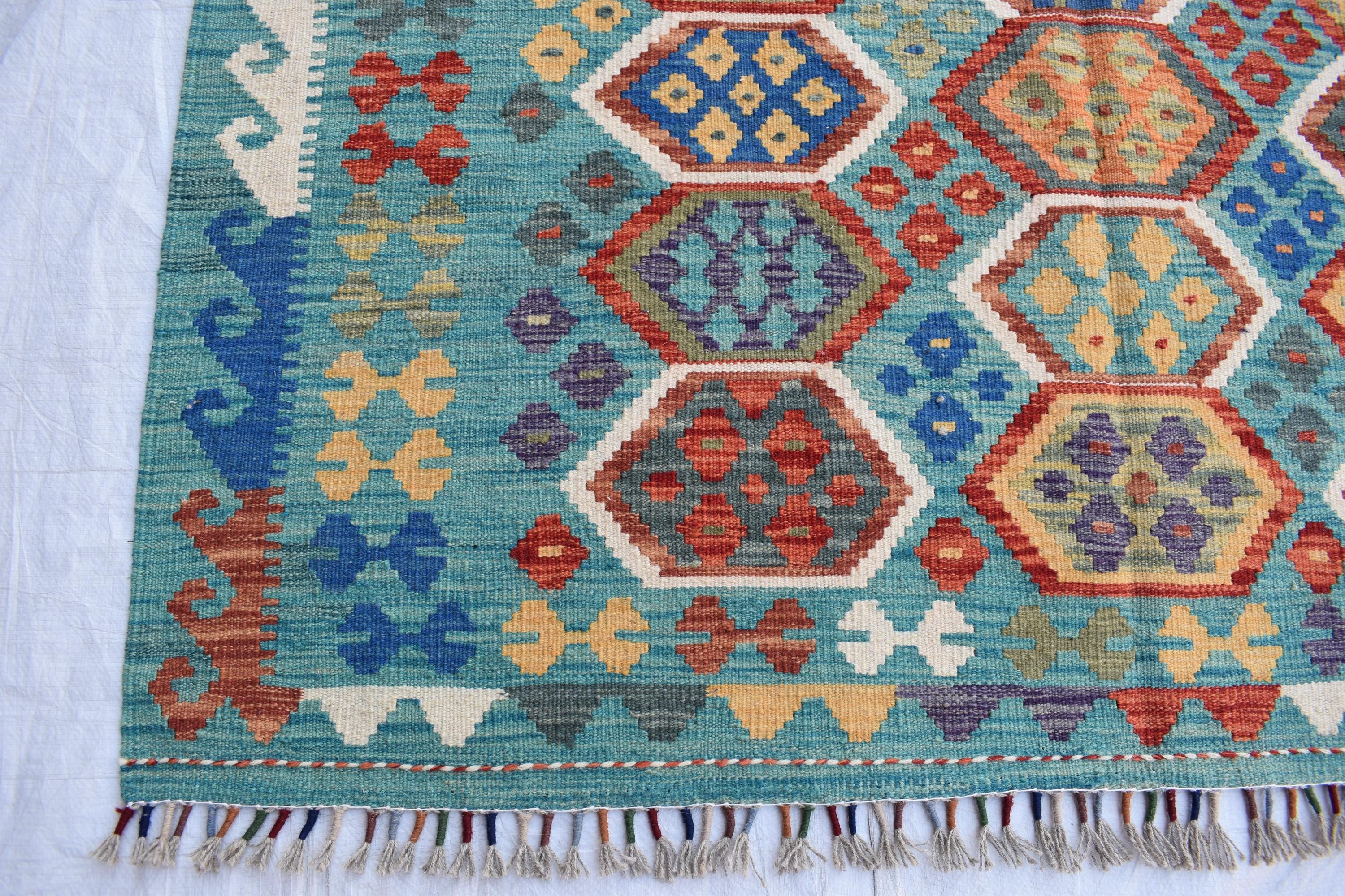 Authentic Chobi Beljik Gilam Afghan Handmade Carpet – 6.7x5.3 ft Rug, Luxurious Wool Weaving | Farm House Rug | Living Room Rug