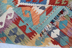 Handwoven Tribal Tradition Afghan Gilam – 9.8x6.9 ft Wool Rug, Authentic Nomadic Design | Farm House Rug | Living Room Rug