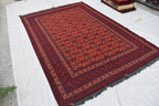 Vintage Waziri Afghan Carpet – 9.10x6.6 ft, Handwoven Wool Rug with Traditional Tribal Design