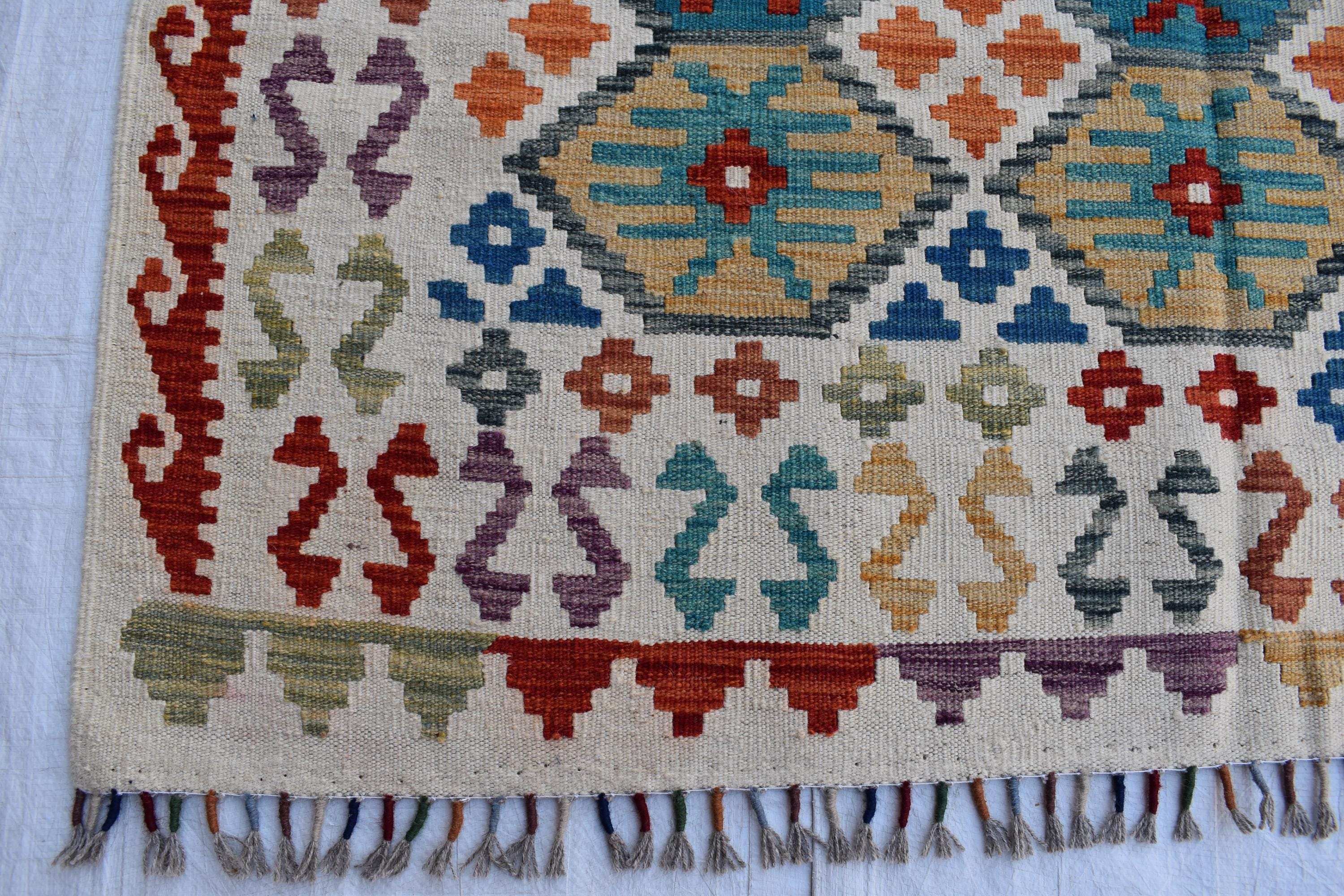 Authentic Chobi Gilam Afghan Rug – 6.15x4.10 ft, Handwoven Wool Carpet with Traditional Design | Living Room Rug