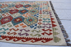 Authentic Chobi Gilam Afghan Rug – 6.15x4.10 ft, Handwoven Wool Carpet with Traditional Design | Living Room Rug