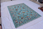 Handmade Chobi Rug – 7.11x6.1 ft: Elegant Afghan Wool Carpet with Traditional Design | Living Room Rug | Office Rug | Boho Home Decor