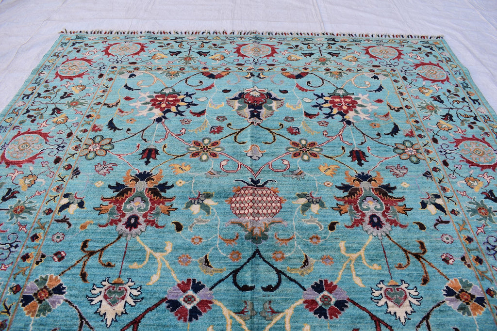 Handmade Chobi Rug – 7.11x6.1 ft: Elegant Afghan Wool Carpet with Traditional Design | Living Room Rug | Office Rug | Boho Home Decor