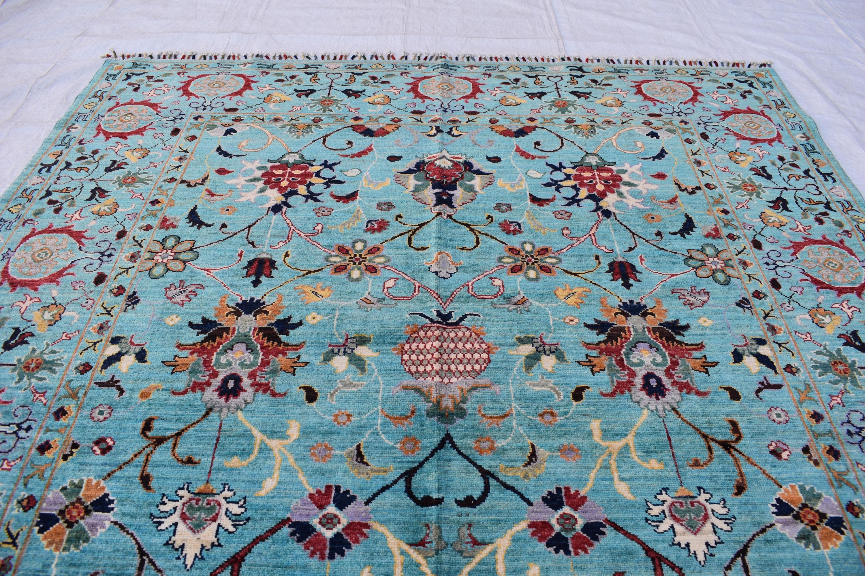 Handmade Chobi Rug – 7.11x6.1 ft: Elegant Afghan Wool Carpet with Traditional Design | Living Room Rug | Office Rug | Boho Home Decor