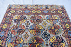 Handmade Afghan Tribal Rug – 7.7x5.10 ft Vibrant Wool Carpet with Geometric Patterns