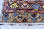 Handmade Afghan Tribal Rug – 7.7x5.10 ft Vibrant Wool Carpet with Geometric Patterns