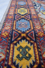 Handmade Afghan Tribal Rug – 7.7x5.10 ft Vibrant Wool Carpet with Geometric Patterns
