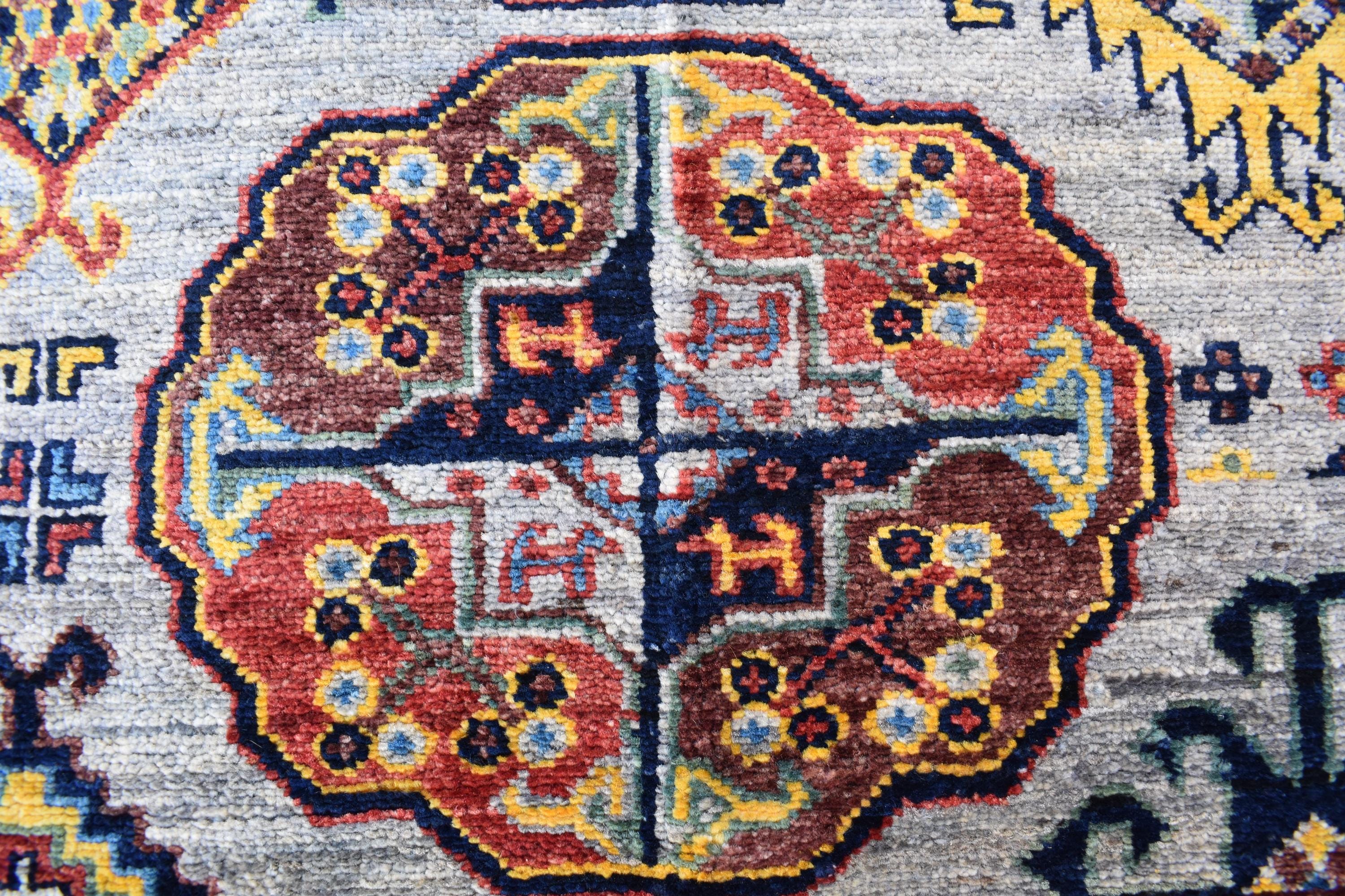 Handmade Afghan Tribal Rug – 7.7x5.10 ft Vibrant Wool Carpet with Geometric Patterns