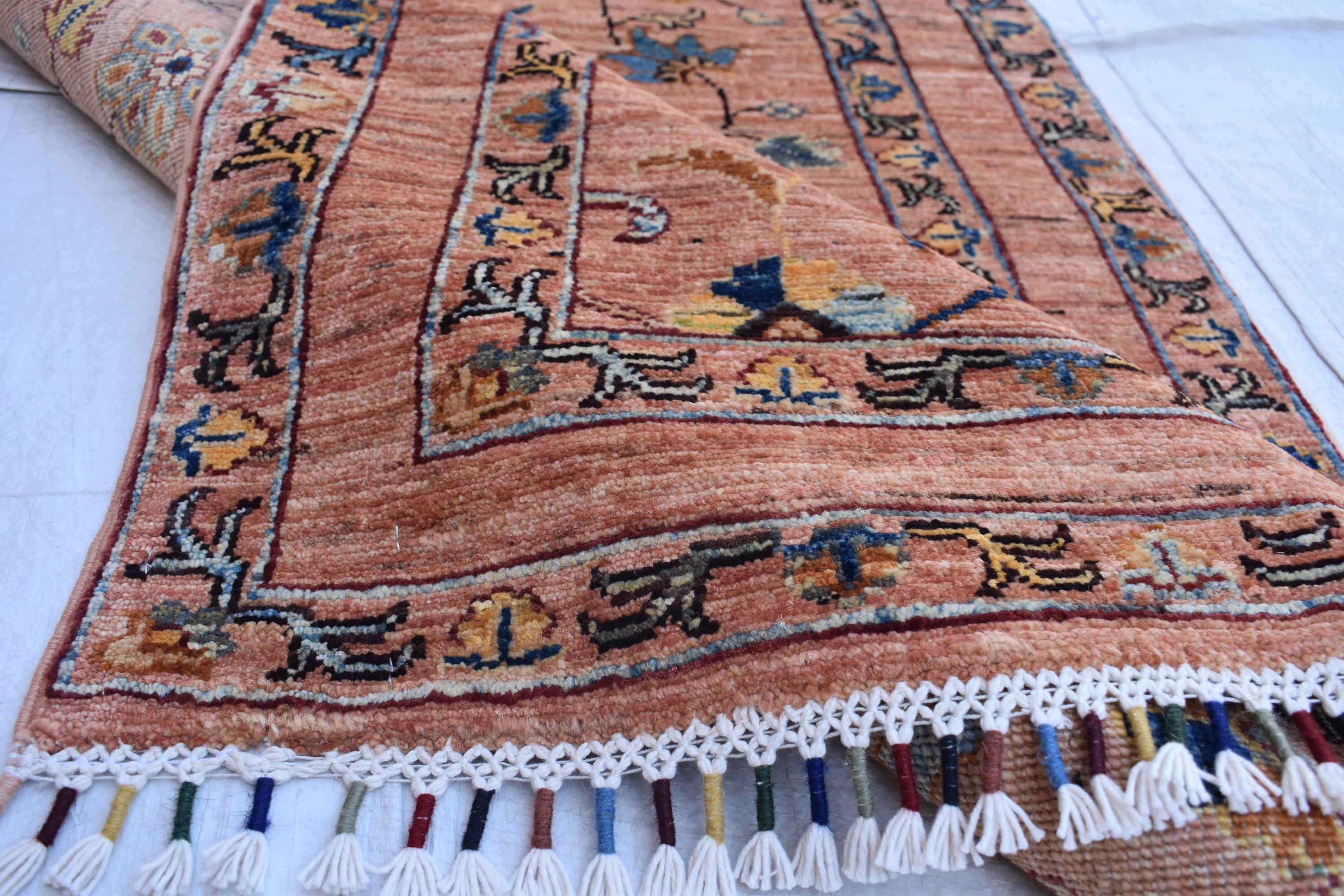 Hand-Knotted Afghan Floral Medallion Rug – 4.10x2.7 ft | Wall Hanging Rug | Boho Home Decor | Office Rug | Bedroom Rug
