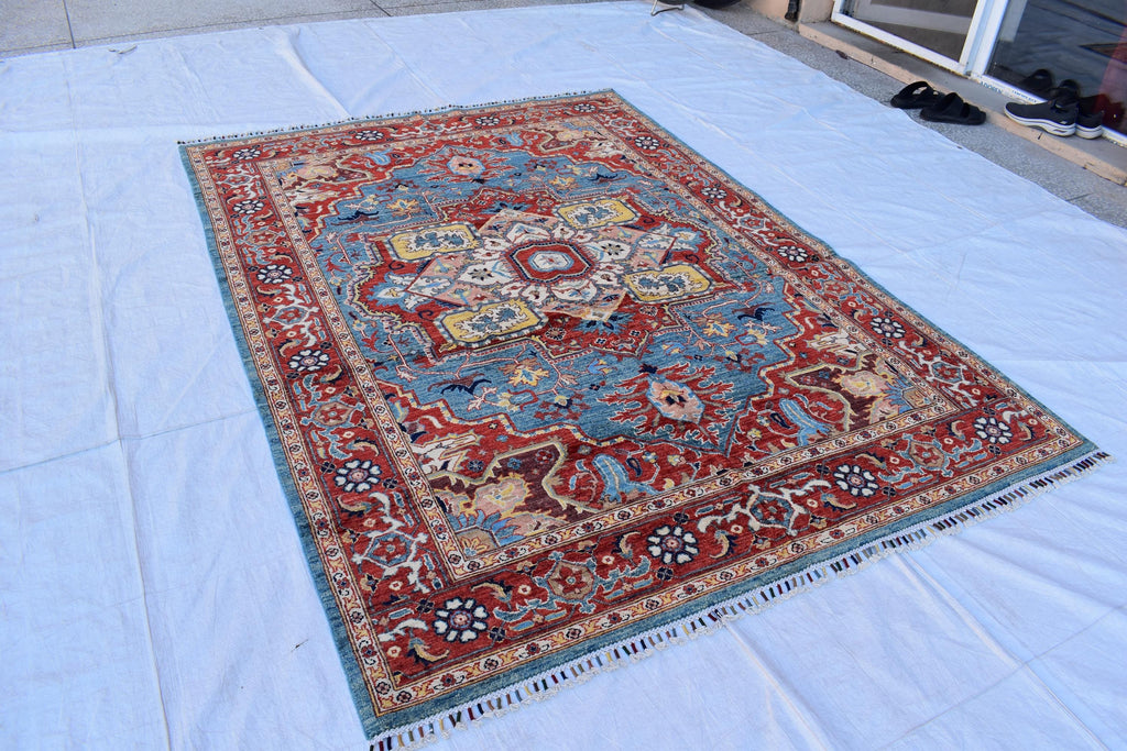 vintage handmade Afghan Chobi rug 7.11 x 5.10 | Living Room Rug | Office Rug | Bedroom Rug | Boho Home Decor