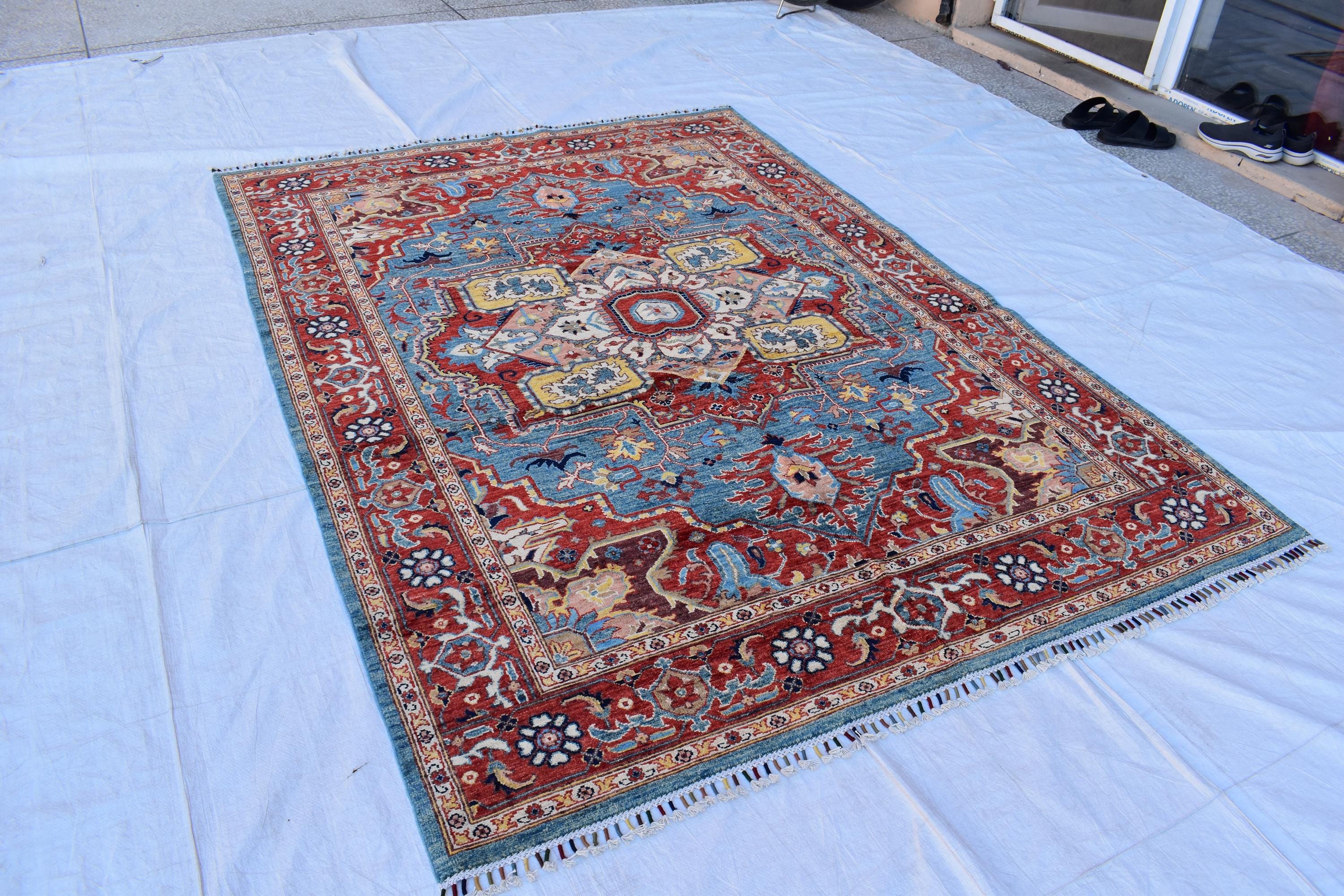 vintage handmade Afghan Chobi rug 7.11 x 5.10 | Living Room Rug | Office Rug | Bedroom Rug | Boho Home Decor