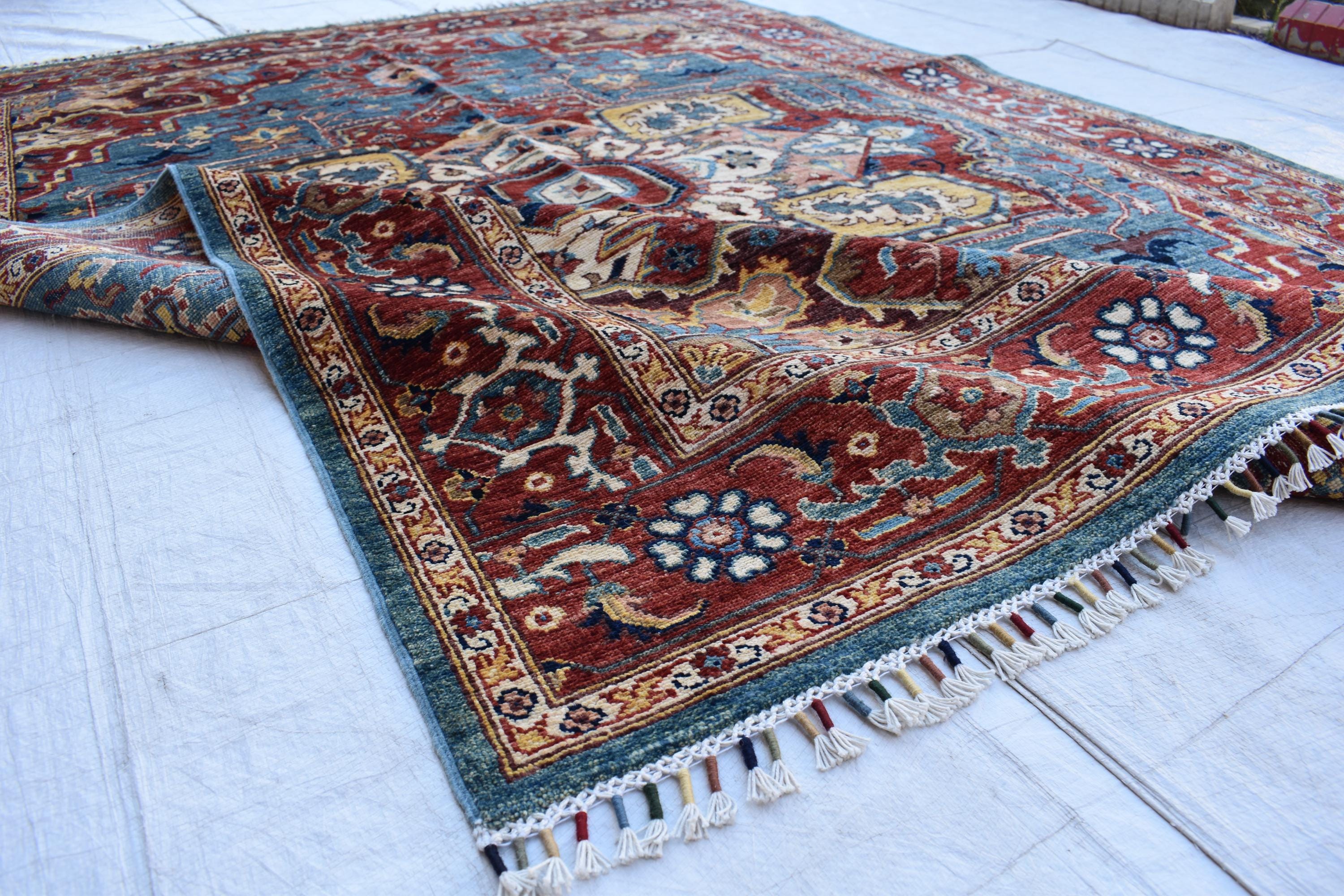 vintage handmade Afghan Chobi rug 7.11 x 5.10 | Living Room Rug | Office Rug | Bedroom Rug | Boho Home Decor