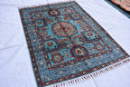 handmade Afghan Chobi carpet 4.11 x 3.5 ft authentic 100% wool | Wall Hanging Rug | Boho Home Decor | Office Rug