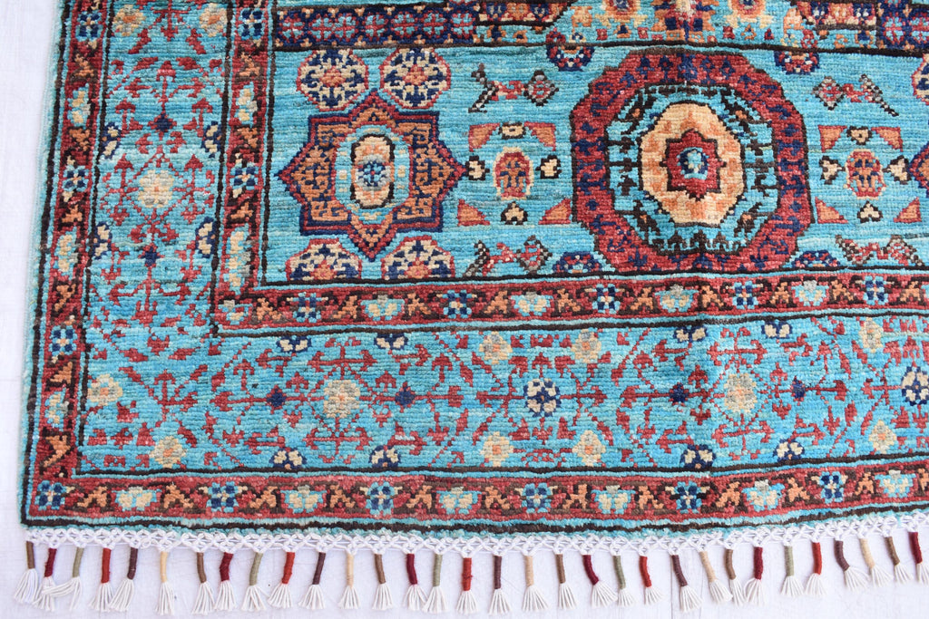 handmade Afghan Chobi carpet 4.11 x 3.5 ft authentic 100% wool | Wall Hanging Rug | Boho Home Decor | Office Rug