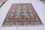handmade vintage geometric 8.2 x 5.9 ft 100% wool, for living room, dinning room and office.