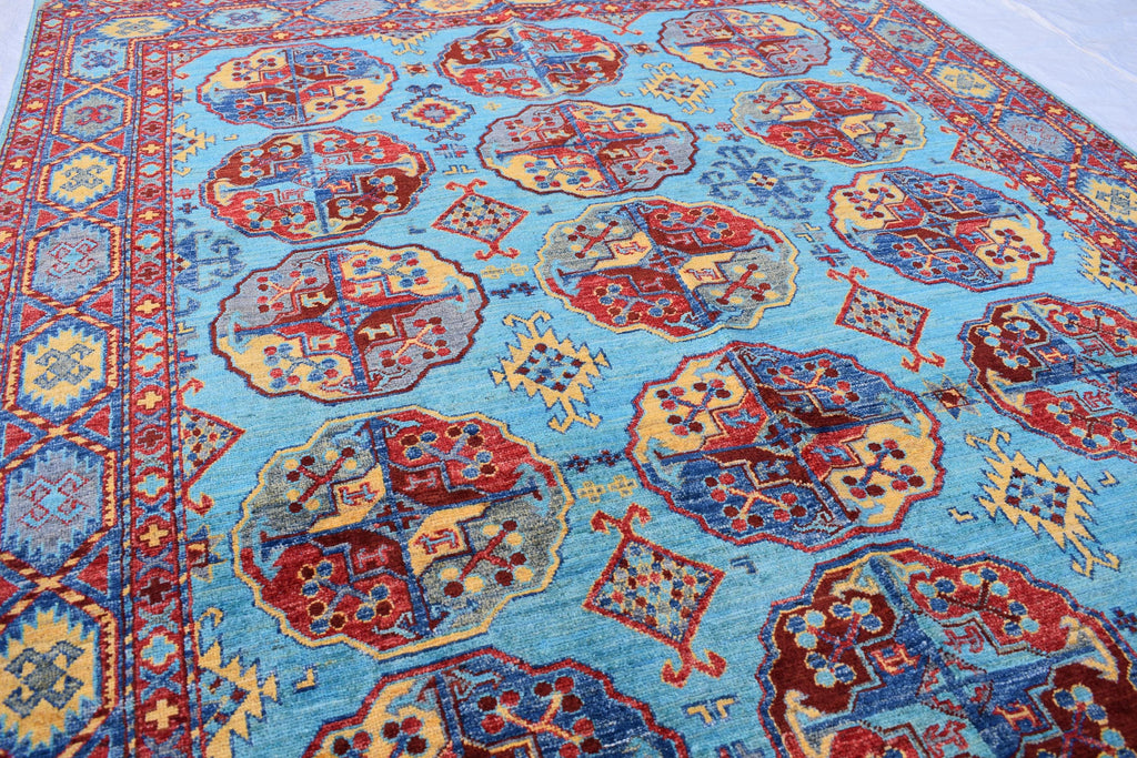 handmade vintage geometric 8.2 x 5.9 ft 100% wool, for living room, dinning room and office.